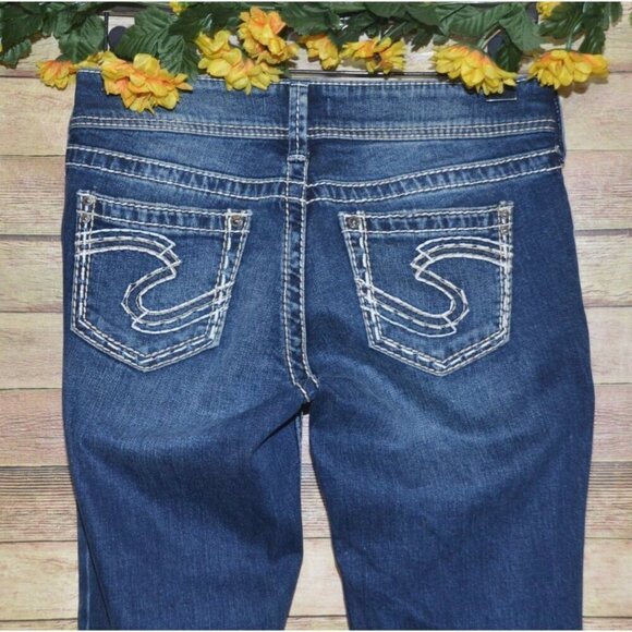 Silver Suki Denim Western Jeans Size 26 X 30 Mid Rise Boot Cut Embroidered - Picture 7 of 13